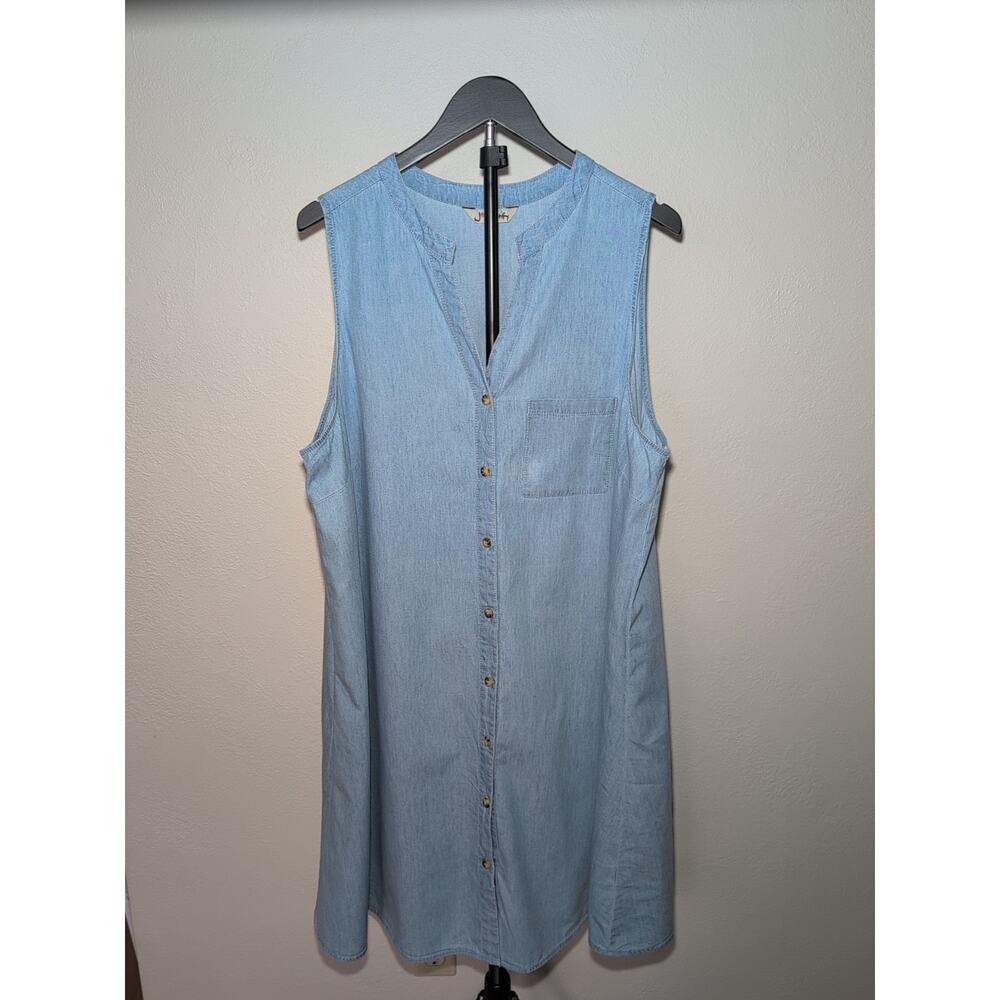 J for Justify Light Blue Sleeveless Button-Front Dress